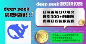 Deepseek做知识付费日洗百篇公众号文日引300+创业粉，卖课日四位数变现保姆级教程!-无痕资源库