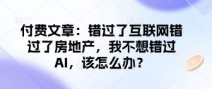 付费文章：错过了互联网错过了房地产，我不想错过AI，该怎么办？-无痕资源库