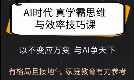 Ai时代真学霸思维与学习方法课，有格局且接地气，家庭教育有力参考-无痕资源库