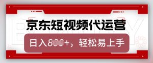 京东带货代运营，2025年翻身项目，只需上传视频，单月稳定变现8k【揭秘】-无痕资源库