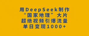 用DeepSeek制作“国家地理”大片，超绝视频引爆流量，单日变现多张-无痕资源库
