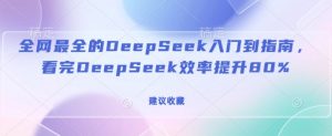 全网最全的DeepSeek入门到指南，看完DeepSeek效率提升80%(建议收藏)-无痕资源库