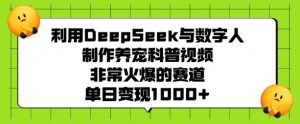 利用DeepSeek与数字人制作养宠科普视频，非常火爆的赛道，单日变现多张-无痕资源库