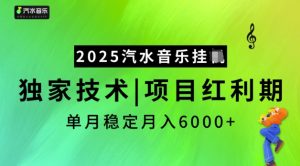 2025汽水音乐挂JI，独家技术，项目红利期，稳定月入5k【揭秘】-无痕资源库
