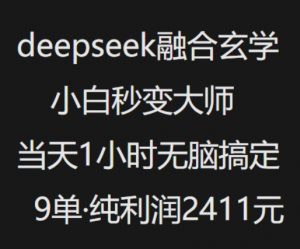抖音小红书deepseek融合玄学，纯小白秒变大师，当天1小时无脑搞定9单，纯利润上千-无痕资源库