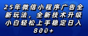 2025年微信小程序全新玩法纯小白易上手,稳定日入多张,技术全新升级,全网首发【揭秘】-无痕资源库