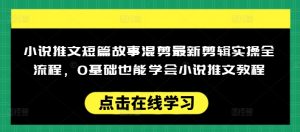 小说推文短篇故事混剪最新剪辑实操全流程，0基础也能学会小说推文教程，肯干多发日入多张-无痕资源库