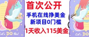 在线挣美金新项目,0门槛,1天收入115美刀,无脑操作,真正被动收入-无痕资源库